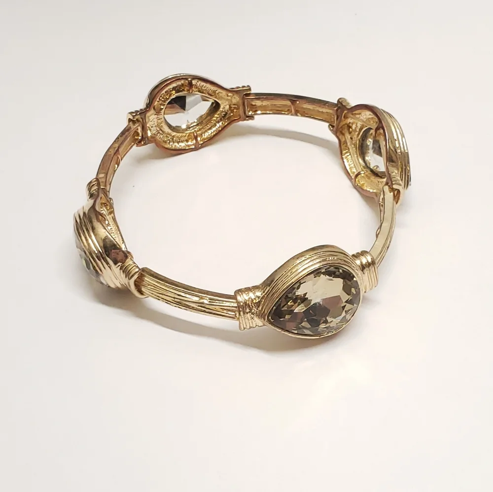 Stunning Gold Glass Crystal Statement Bracelet Stretch Bracelet